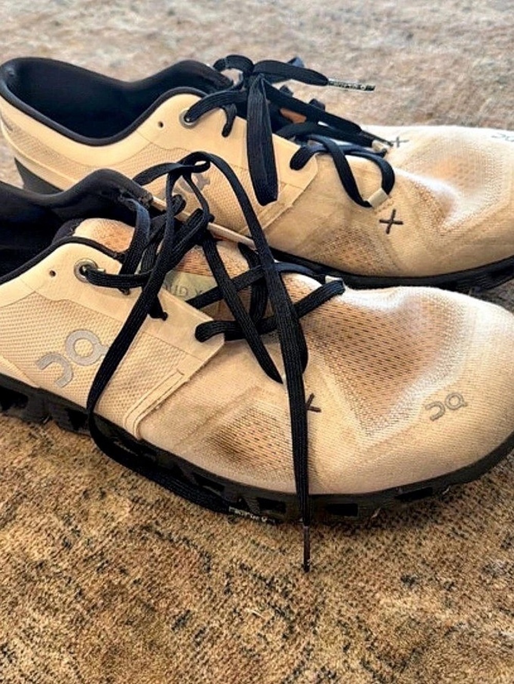 On Cloud X 3 Athletic Shoes in Beige & Black
